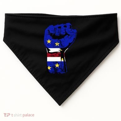 Cape Verde Cape Verdean Flag Power Handfist Cabo Pride USA-Made Doggie Bandana