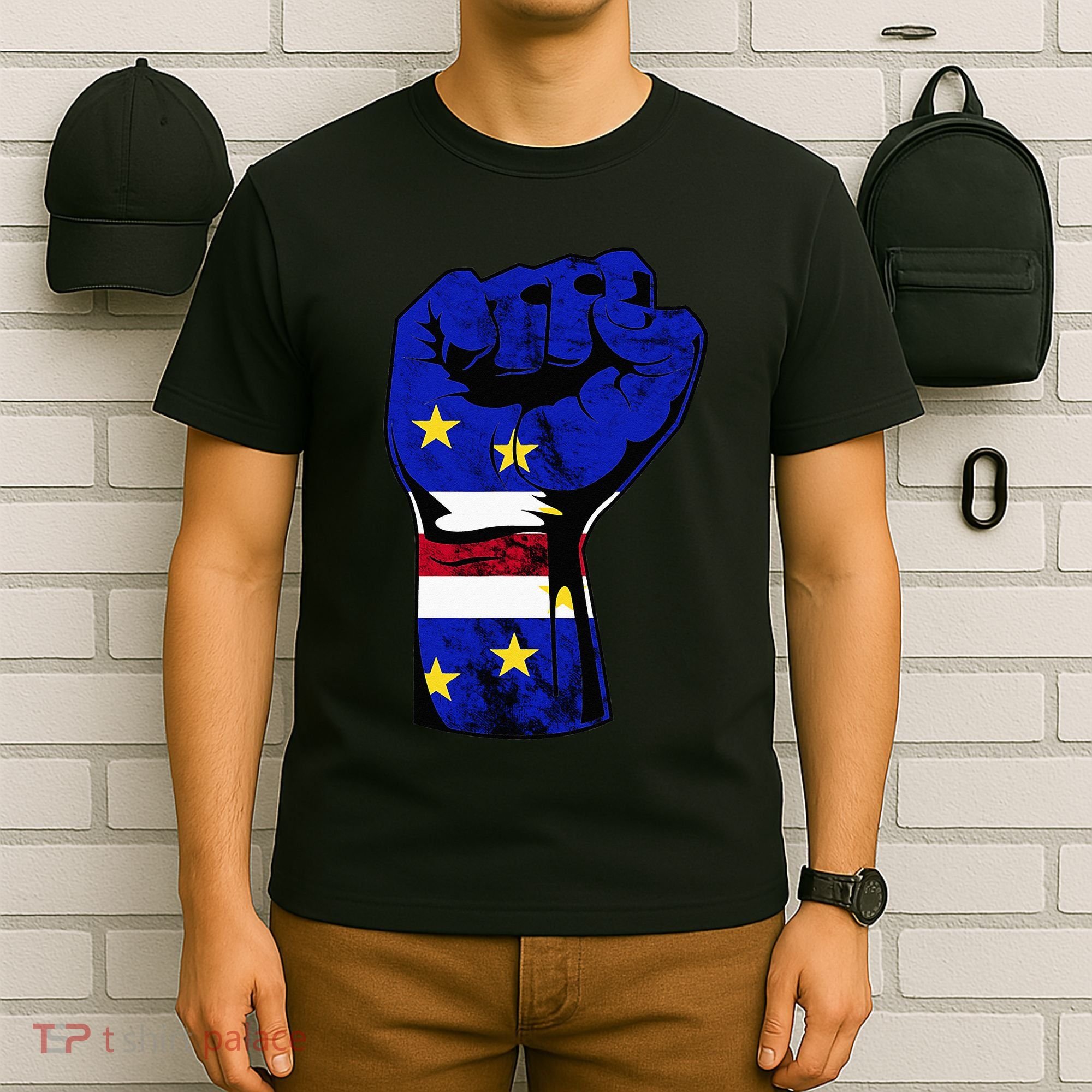 Cape Verde Cape Verdean Flag Power Handfist Cabo Pride T-Shirt