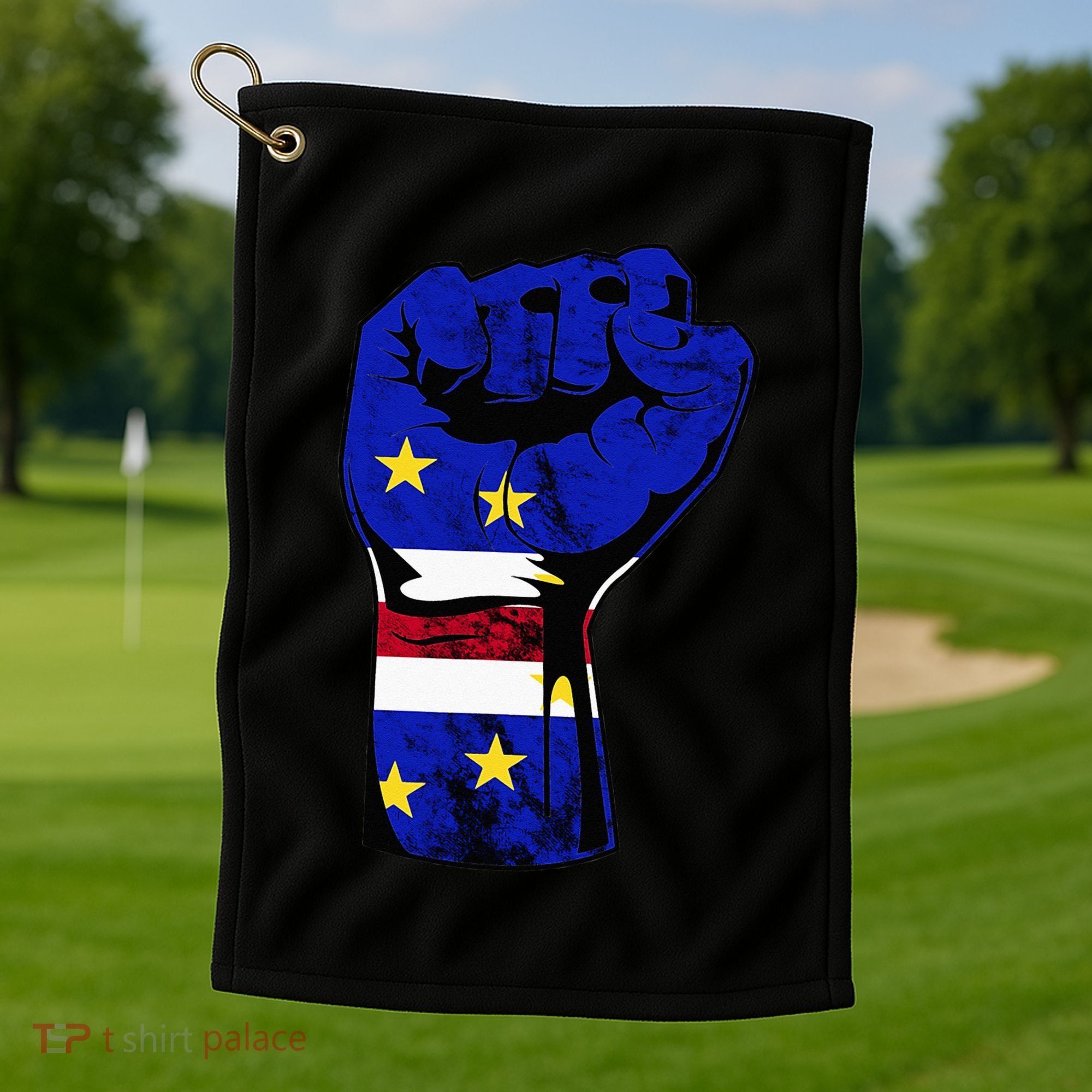 Cape Verde Cape Verdean Flag Power Handfist Cabo Pride Golf Towel