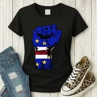 Cape Verde Cape Verdean Flag Power Handfist Cabo Pride Women's T-Shirt thumb 3