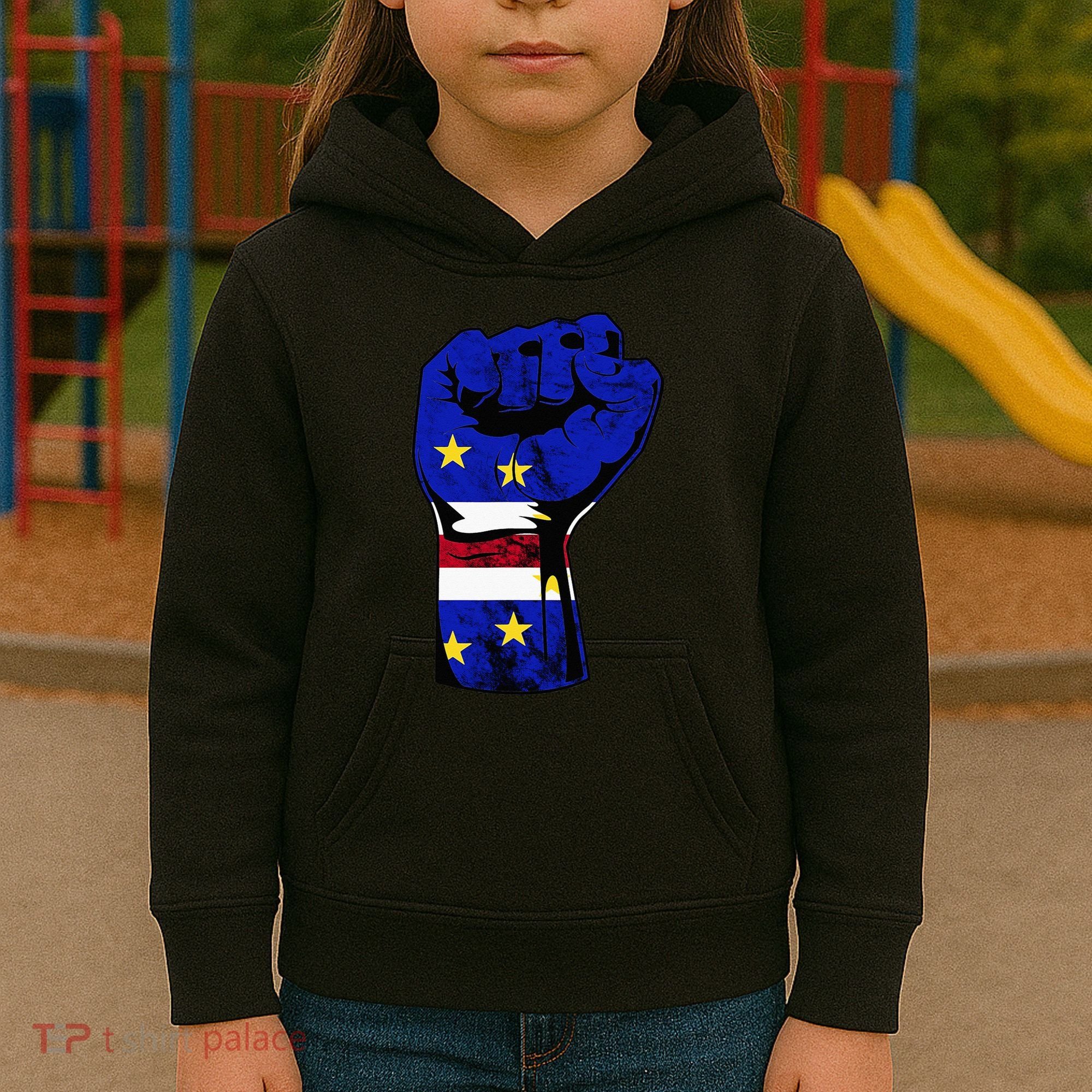 Cape Verde Cape Verdean Flag Power Handfist Cabo Pride Kids Hoodie