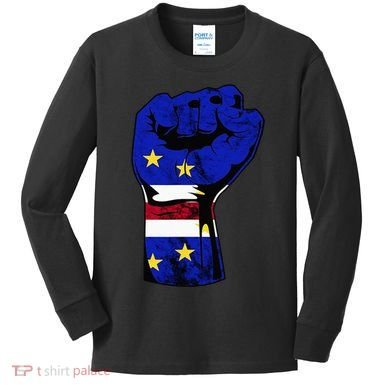 Cape Verde Cape Verdean Flag Power Handfist Cabo Pride Kids Long Sleeve Shirt