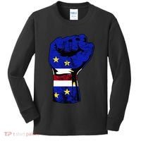 Cape Verde Cape Verdean Flag Power Handfist Cabo Pride Kids Long Sleeve Shirt thumb 0