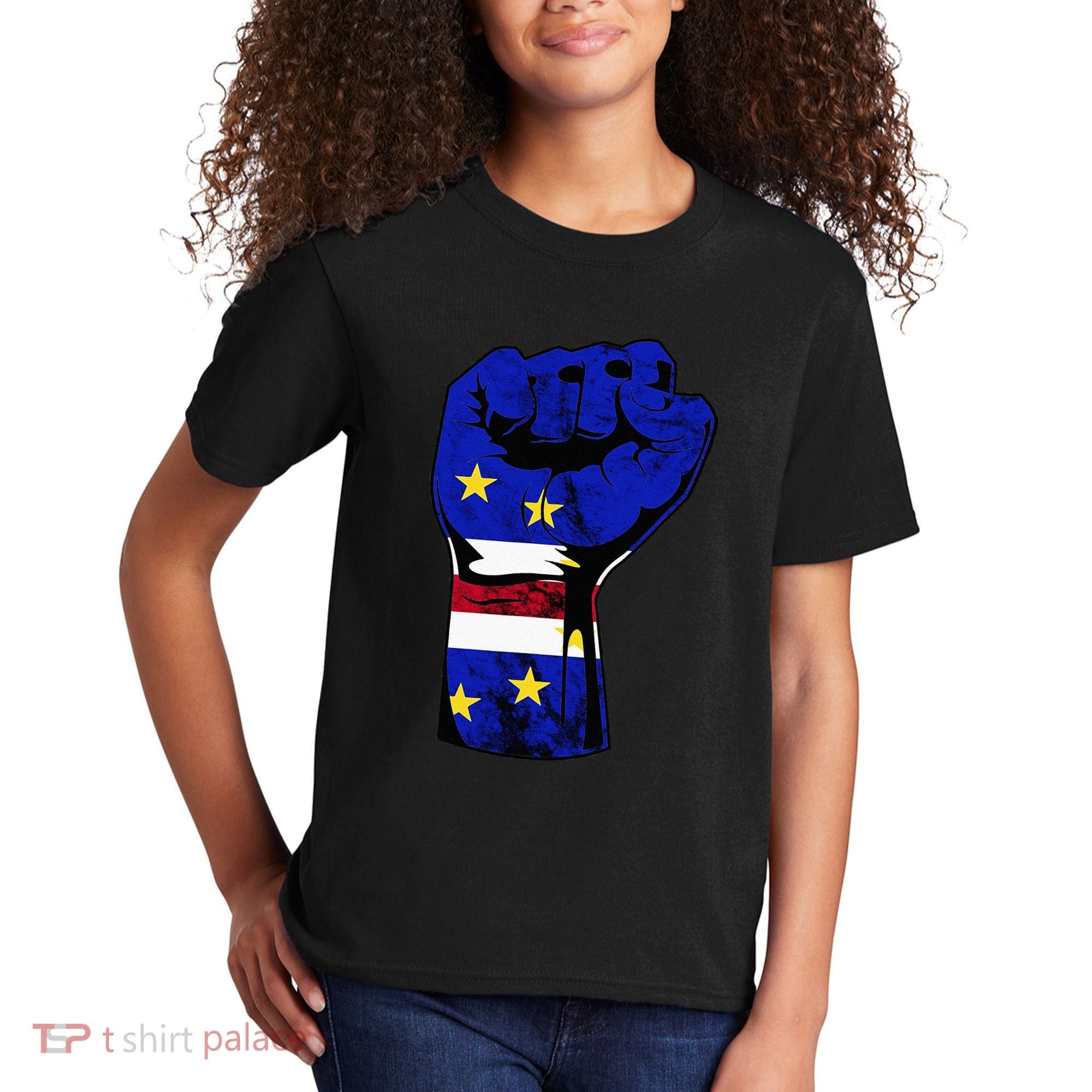 Cape Verde Cape Verdean Flag Power Handfist Cabo Pride Kids T-Shirt