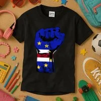 Cape Verde Cape Verdean Flag Power Handfist Cabo Pride Kids T-Shirt thumb 3
