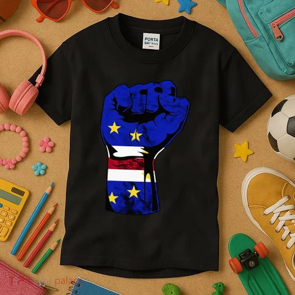 Cape Verde Cape Verdean Flag Power Handfist Cabo Pride Kids T-Shirt