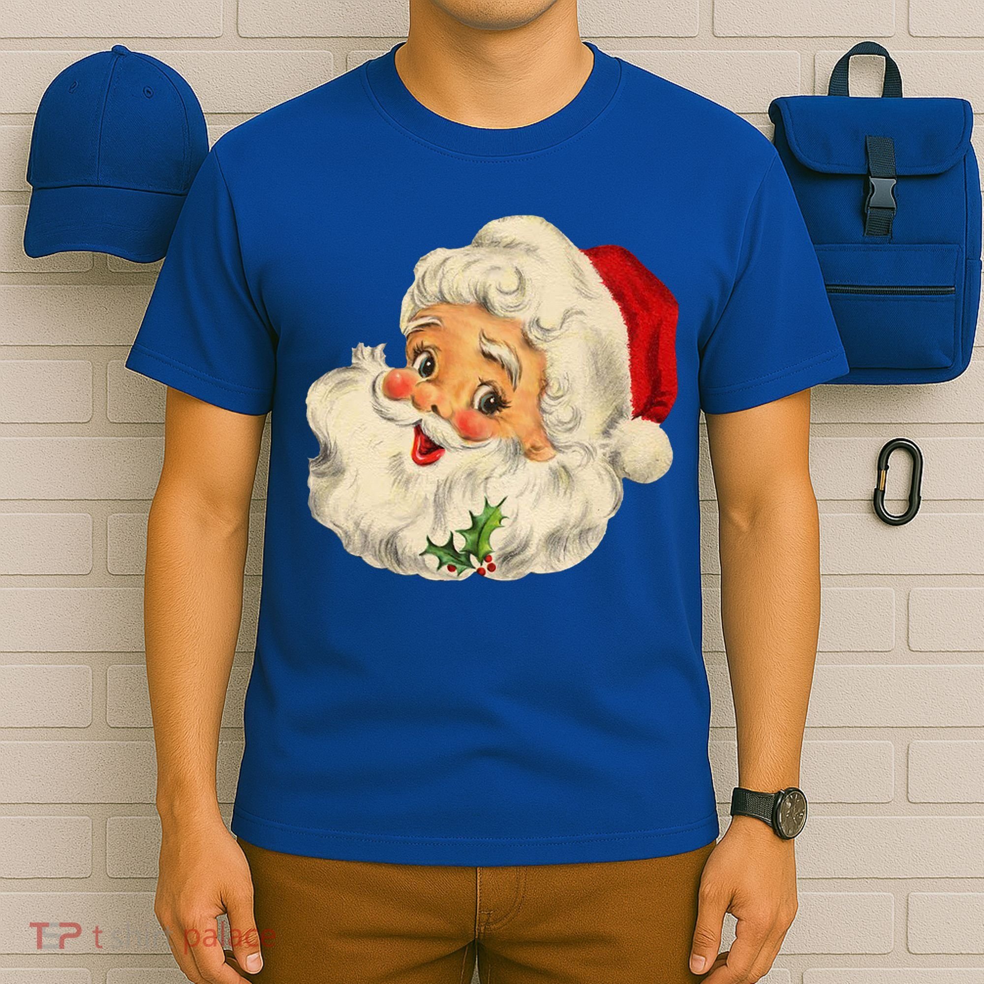 Cool Vintage Christmas Santa Claus Face Gift T-Shirt