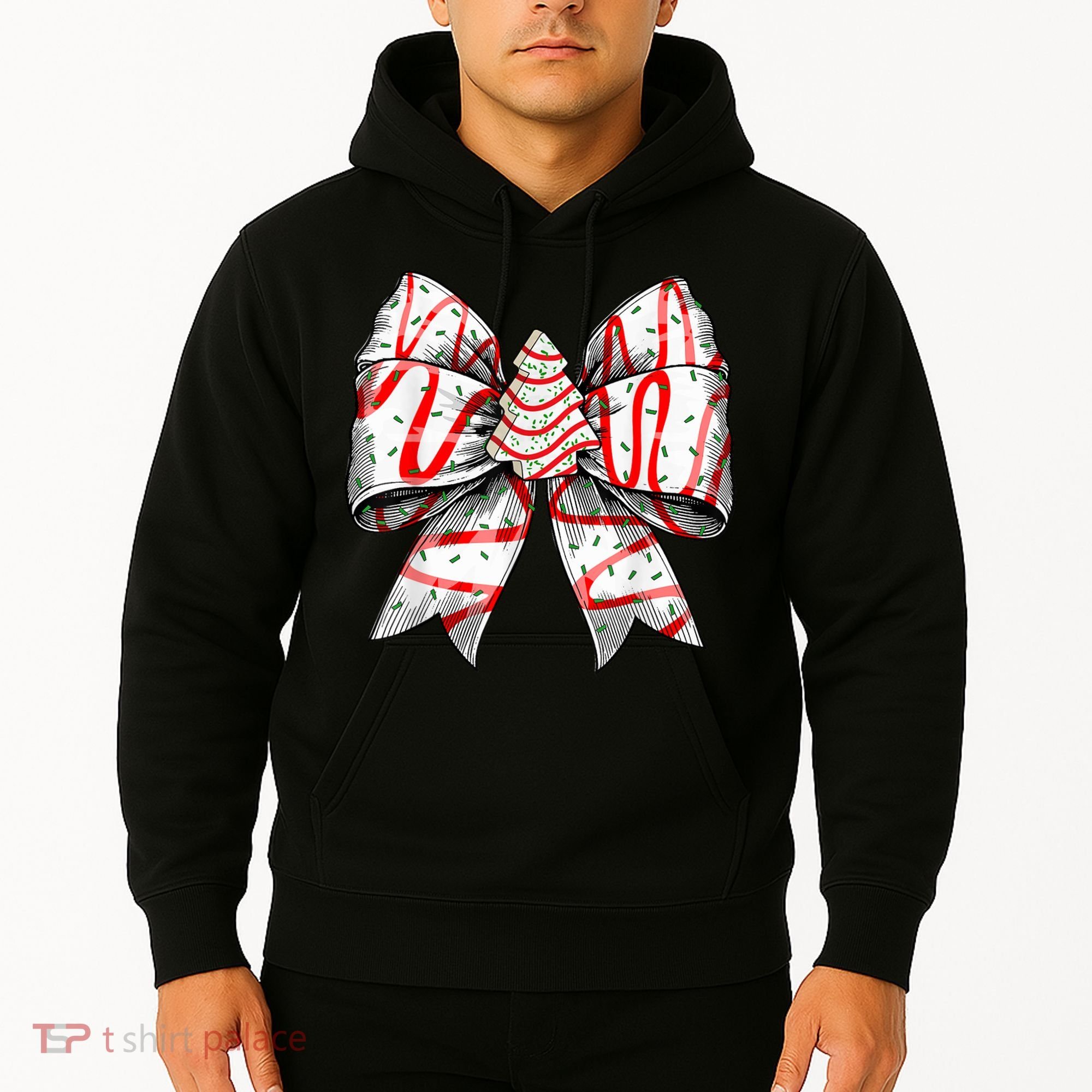 Christmas Vibes Coquette Bow Christmas Tree Cake Gift Hoodie