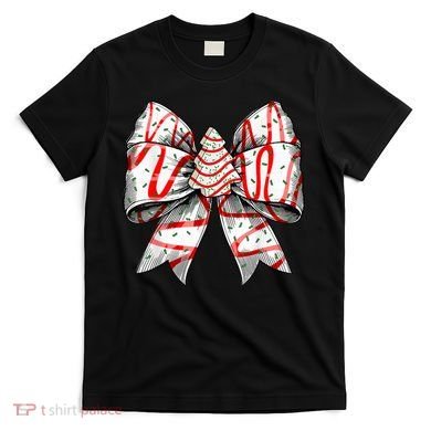 Christmas Vibes Coquette Bow Christmas Tree Cake Gift T-Shirt