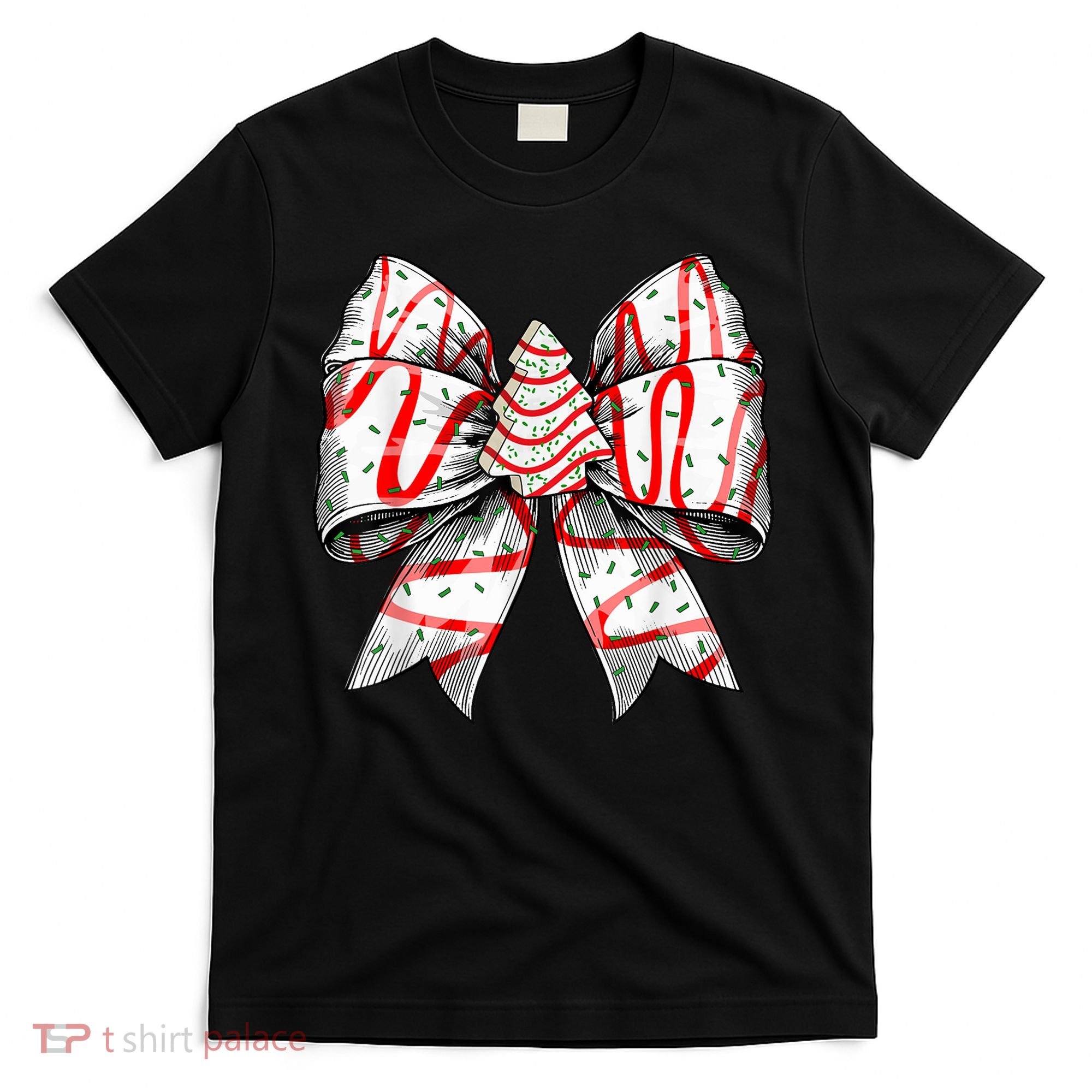 Christmas Vibes Coquette Bow Christmas Tree Cake Gift T-Shirt