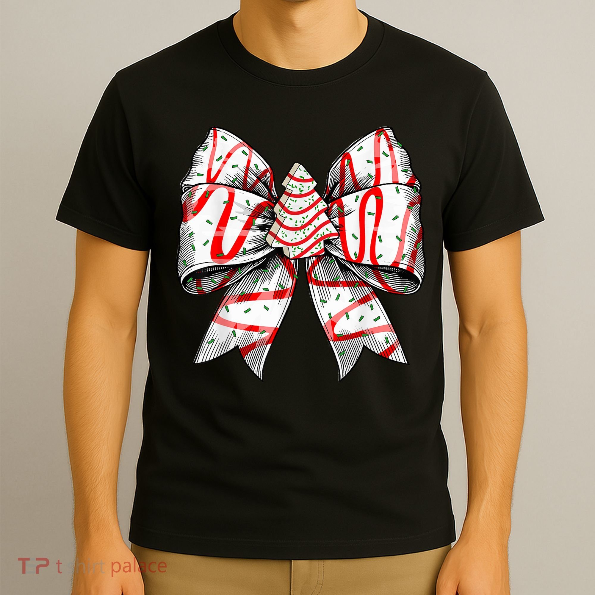 Christmas Vibes Coquette Bow Christmas Tree Cake Gift T-Shirt