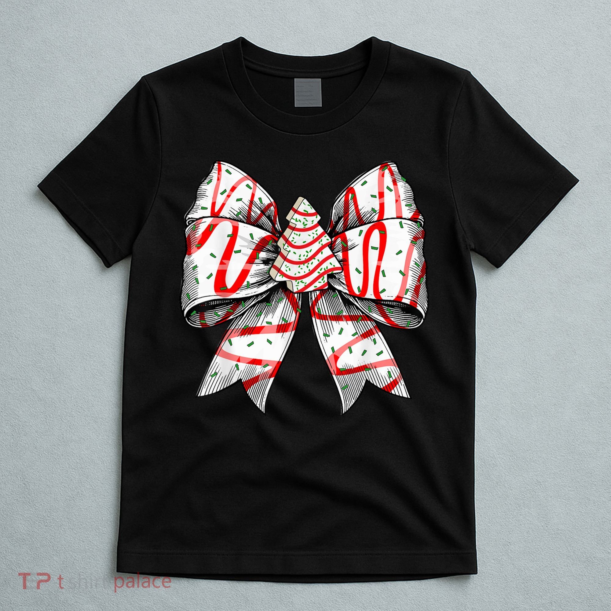 Christmas Vibes Coquette Bow Christmas Tree Cake Gift T-Shirt