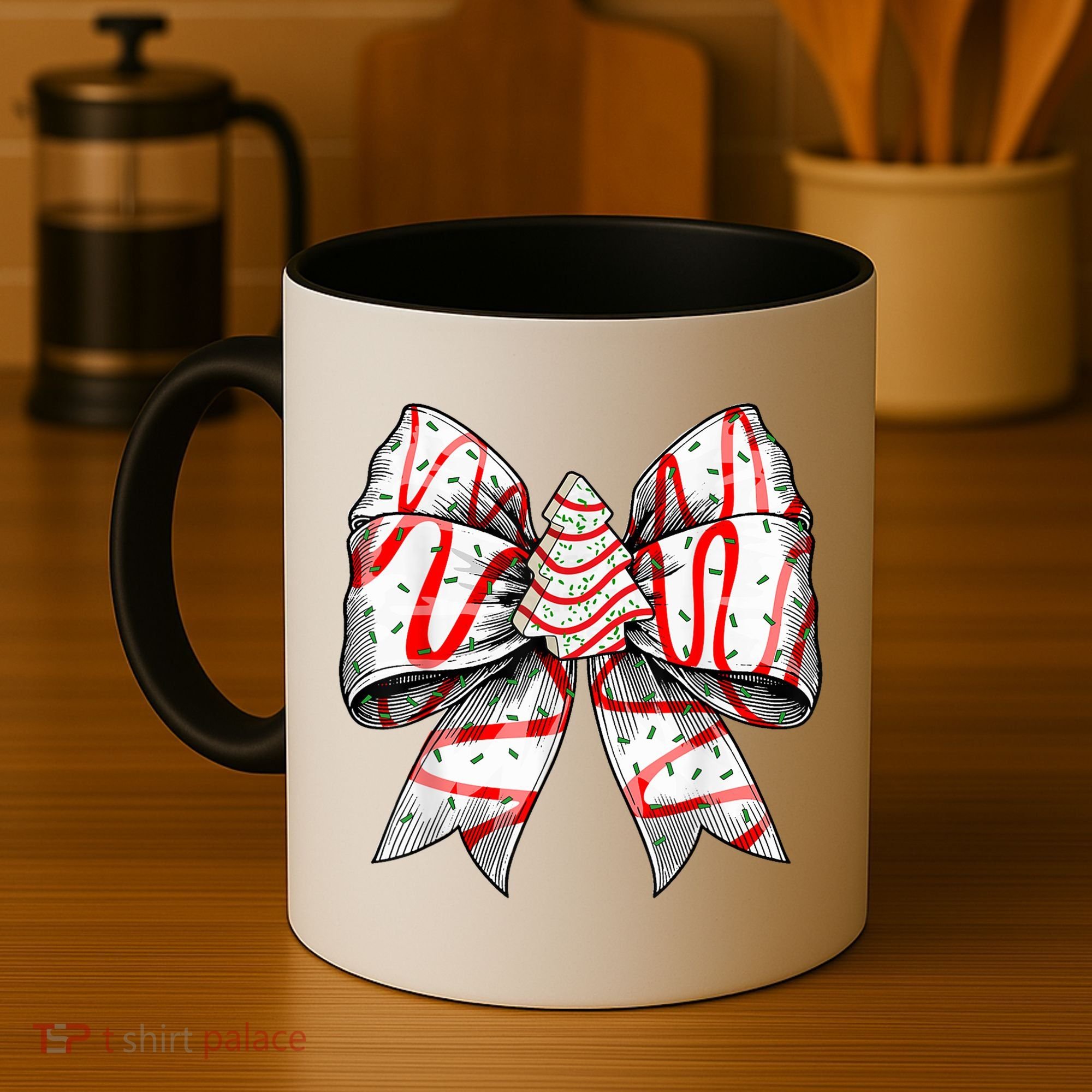 Christmas Vibes Coquette Bow Christmas Tree Cake Gift Coffee Mug