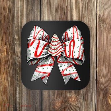 Christmas Vibes Coquette Bow Christmas Tree Cake Gift Coaster