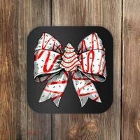 Christmas Vibes Coquette Bow Christmas Tree Cake Gift Coaster thumb 0