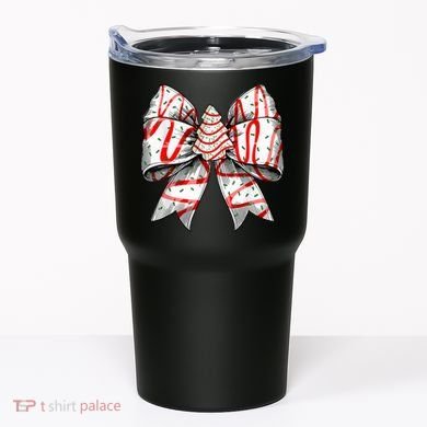 Christmas Vibes Coquette Bow Christmas Tree Cake Gift Tumbler