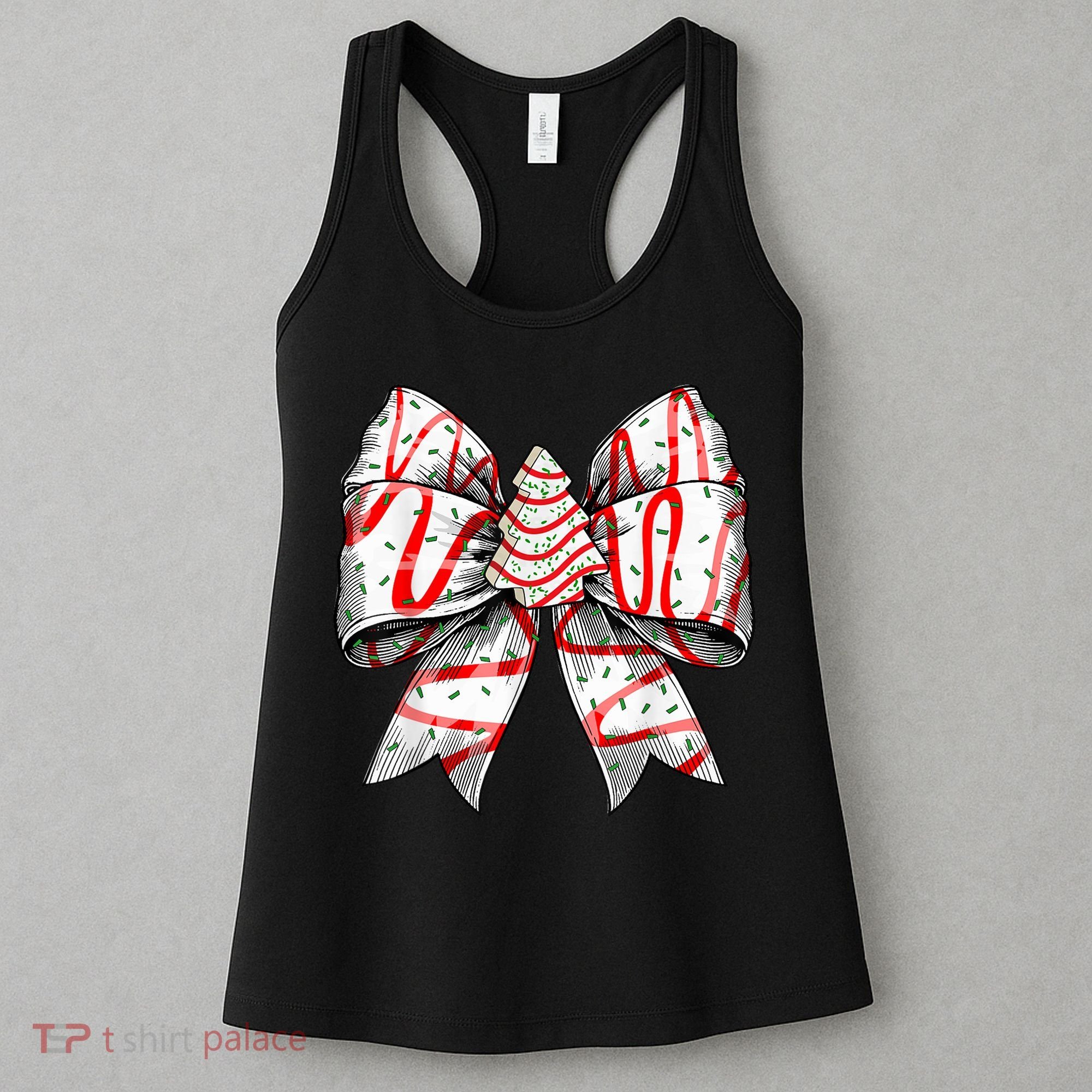 Christmas Vibes Coquette Bow Christmas Tree Cake Gift Women's Tank Top