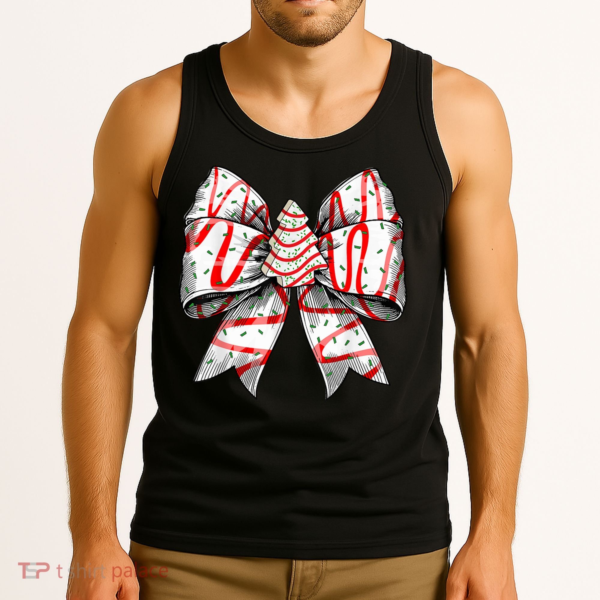 Christmas Vibes Coquette Bow Christmas Tree Cake Gift Tank Top