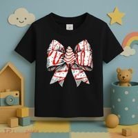 Christmas Vibes Coquette Bow Christmas Tree Cake Gift Toddler T-Shirt thumb 3