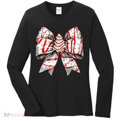 Christmas Vibes Coquette Bow Christmas Tree Cake Gift Women's Long Sleeve Shirt