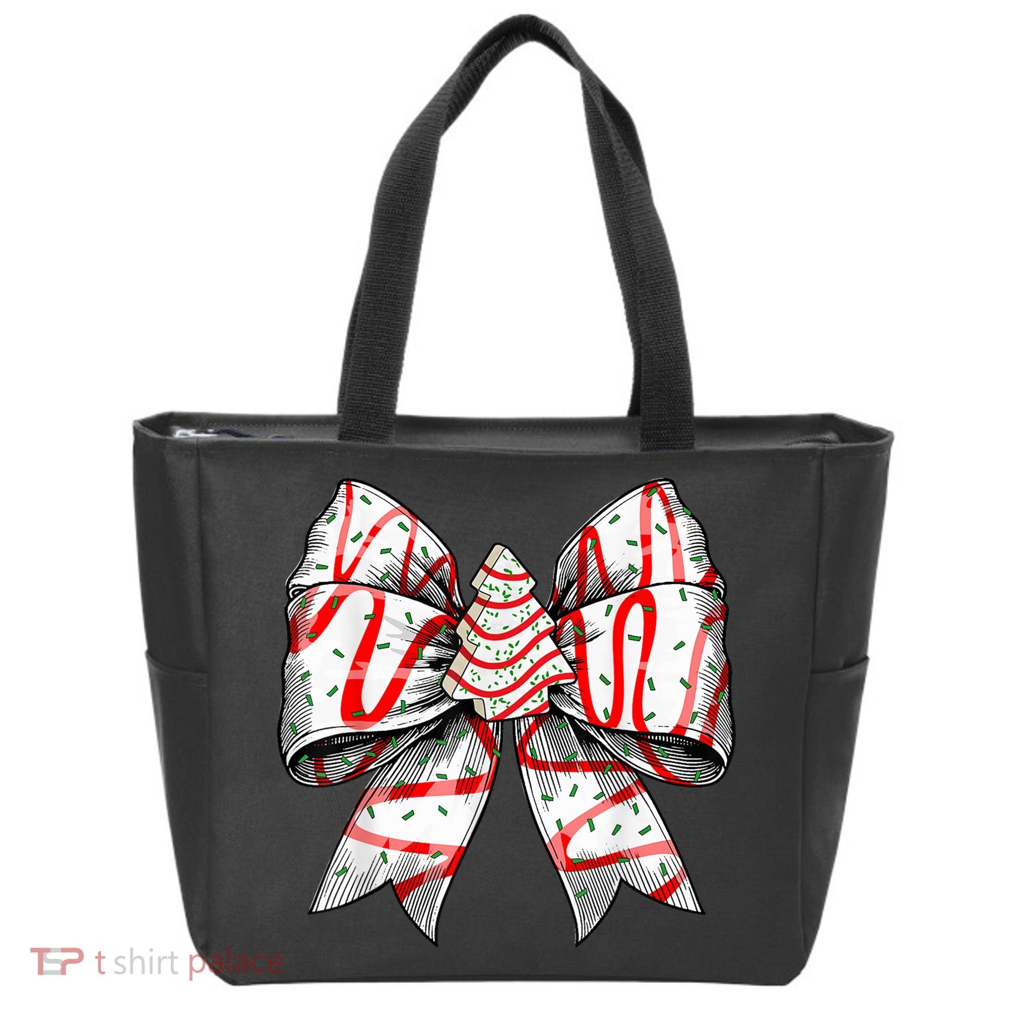 Christmas Vibes Coquette Bow Christmas Tree Cake Gift Tote Bag