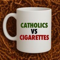 Catholics Vs Cigarettes Coffee Mug thumb 2