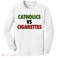 Catholics Vs Cigarettes Kids Long Sleeve Shirt thumb 0