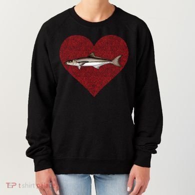 Cobia Valentines Day Fish Love Fingerprint Gift Women's Sweatshirt