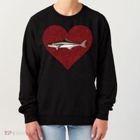 Cobia Valentines Day Fish Love Fingerprint Gift Women's Sweatshirt thumb 0