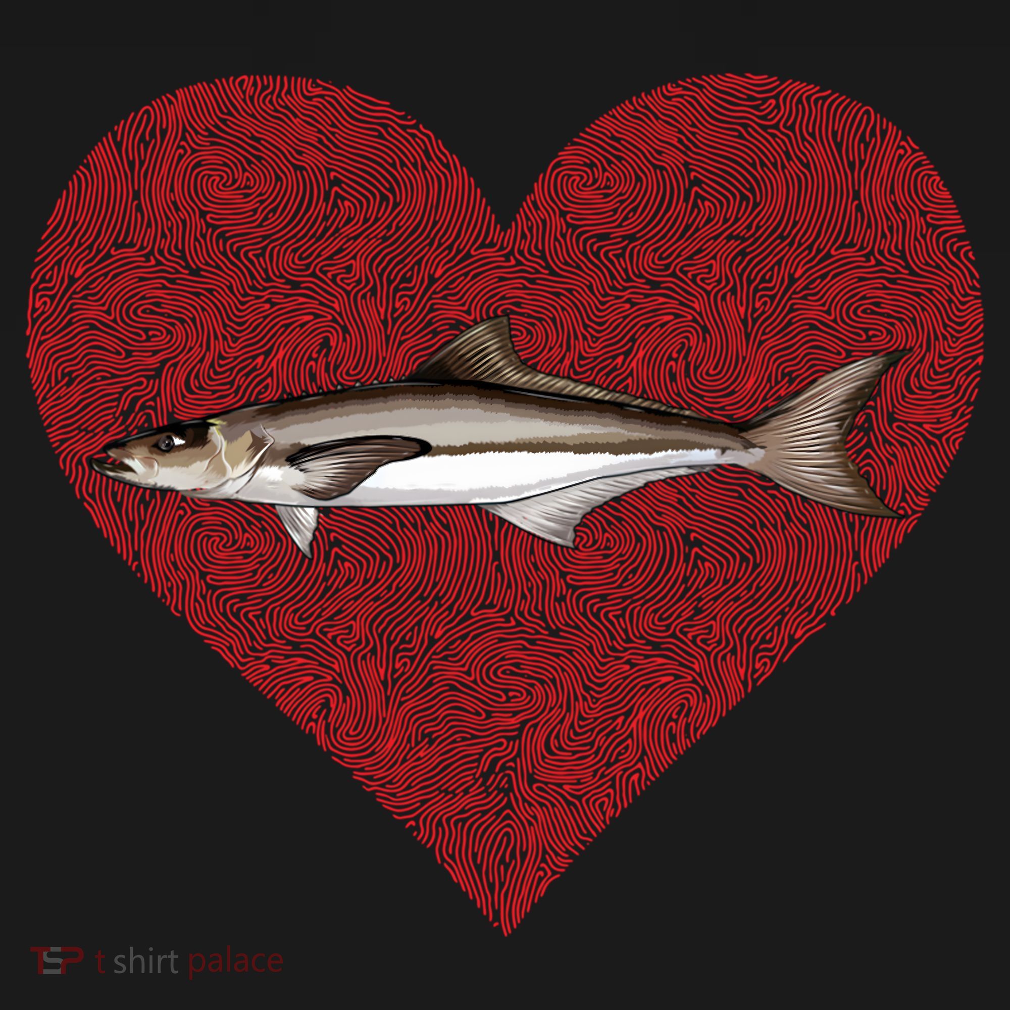 Cobia Valentines Day Fish Love Fingerprint Gift Bucket Hat