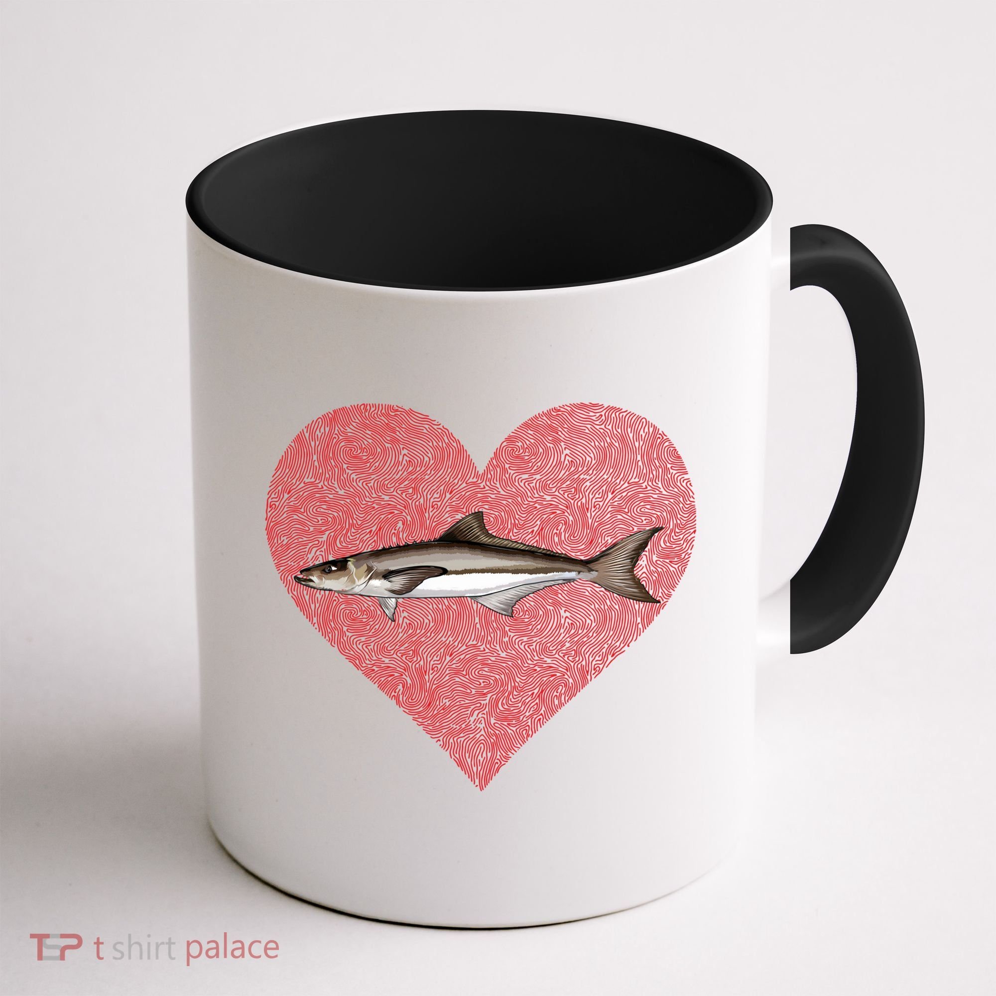 Cobia Valentines Day Fish Love Fingerprint Gift Coffee Mug