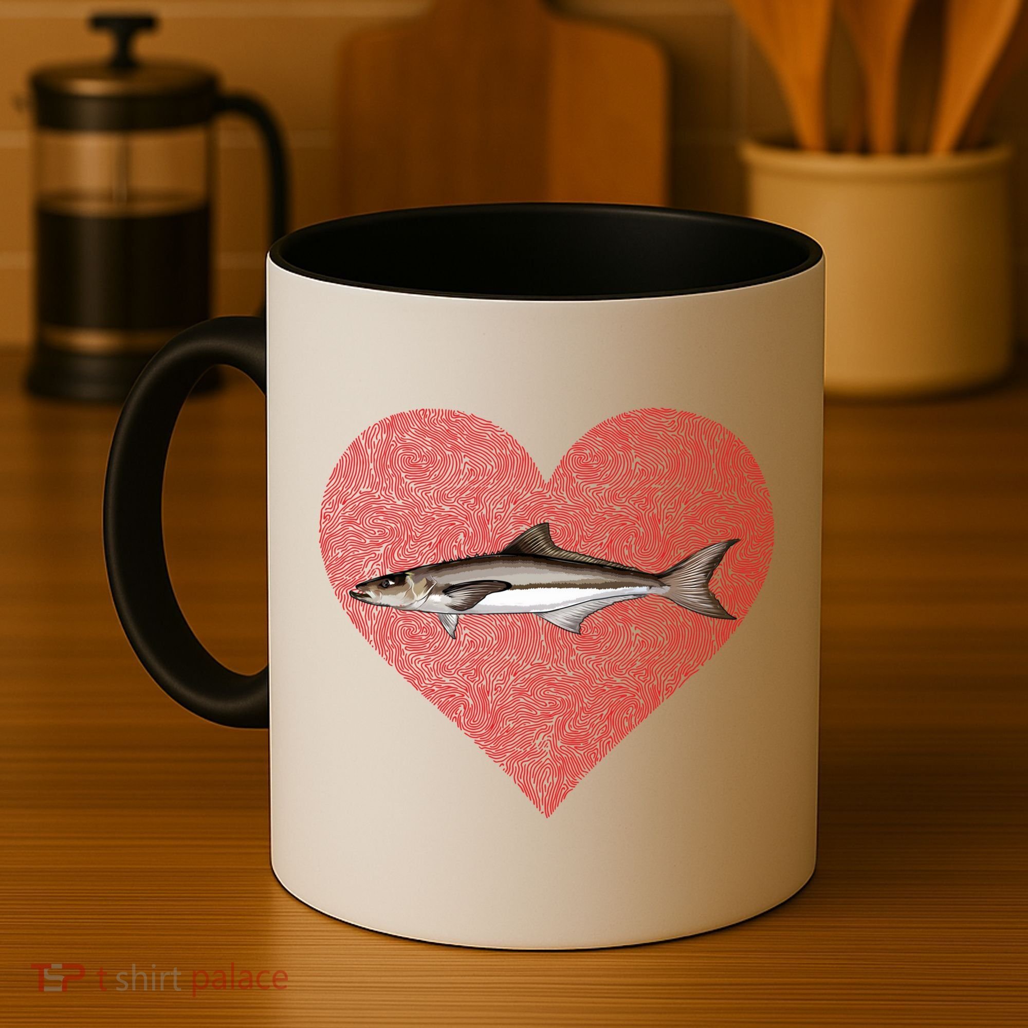Cobia Valentines Day Fish Love Fingerprint Gift Coffee Mug
