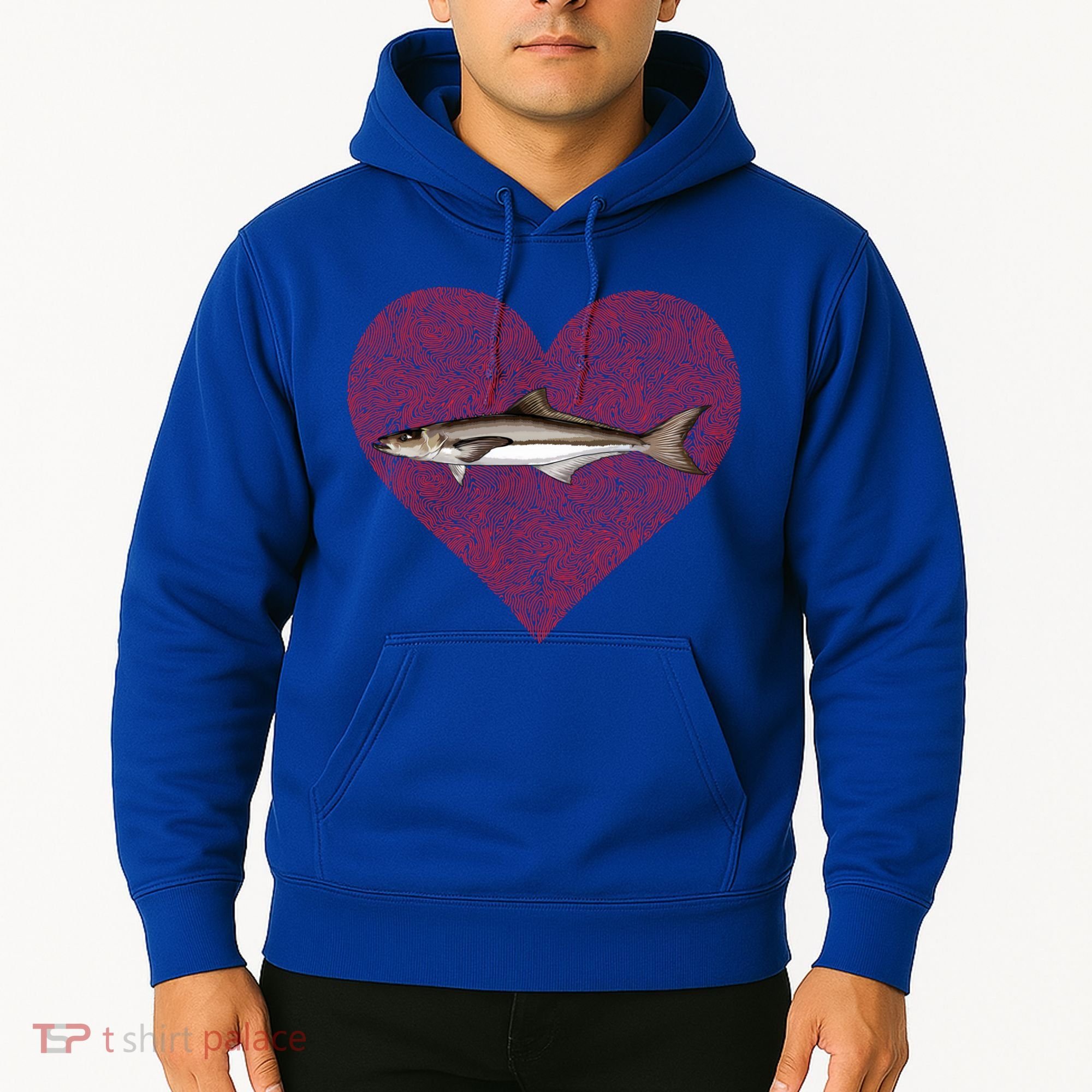 Cobia Valentines Day Fish Love Fingerprint Gift Hoodie