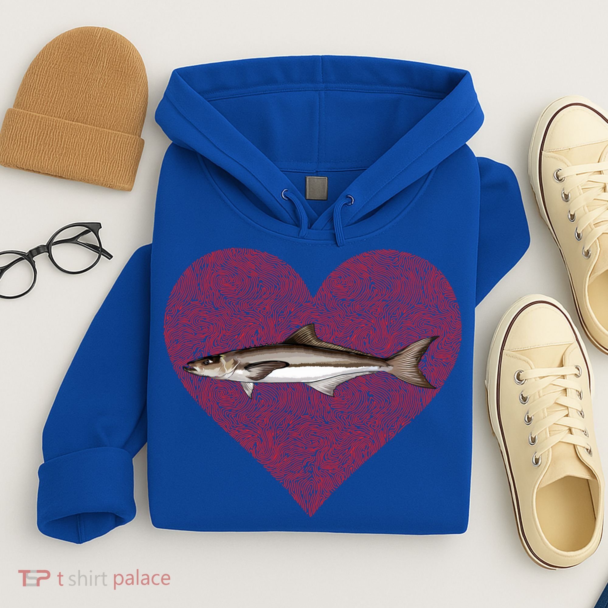 Cobia Valentines Day Fish Love Fingerprint Gift Hoodie