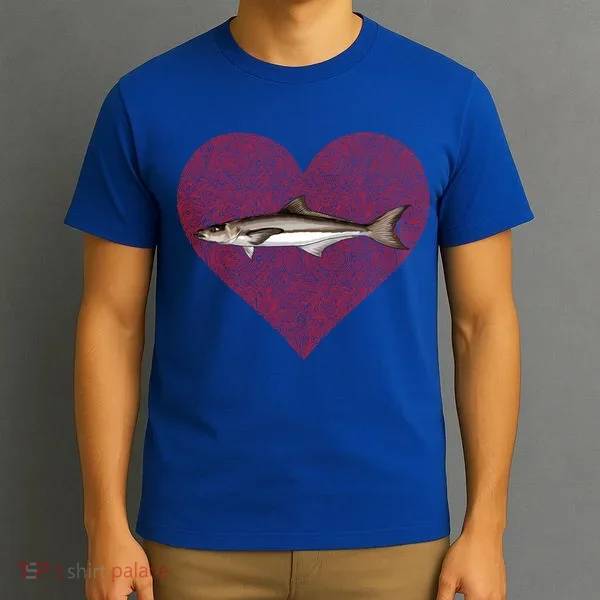 Cobia Valentines Day Fish Love Fingerprint Gift T-Shirt