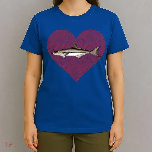 Cobia Valentines Day Fish Love Fingerprint Gift T-Shirt