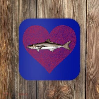 Cobia Valentines Day Fish Love Fingerprint Gift Coaster