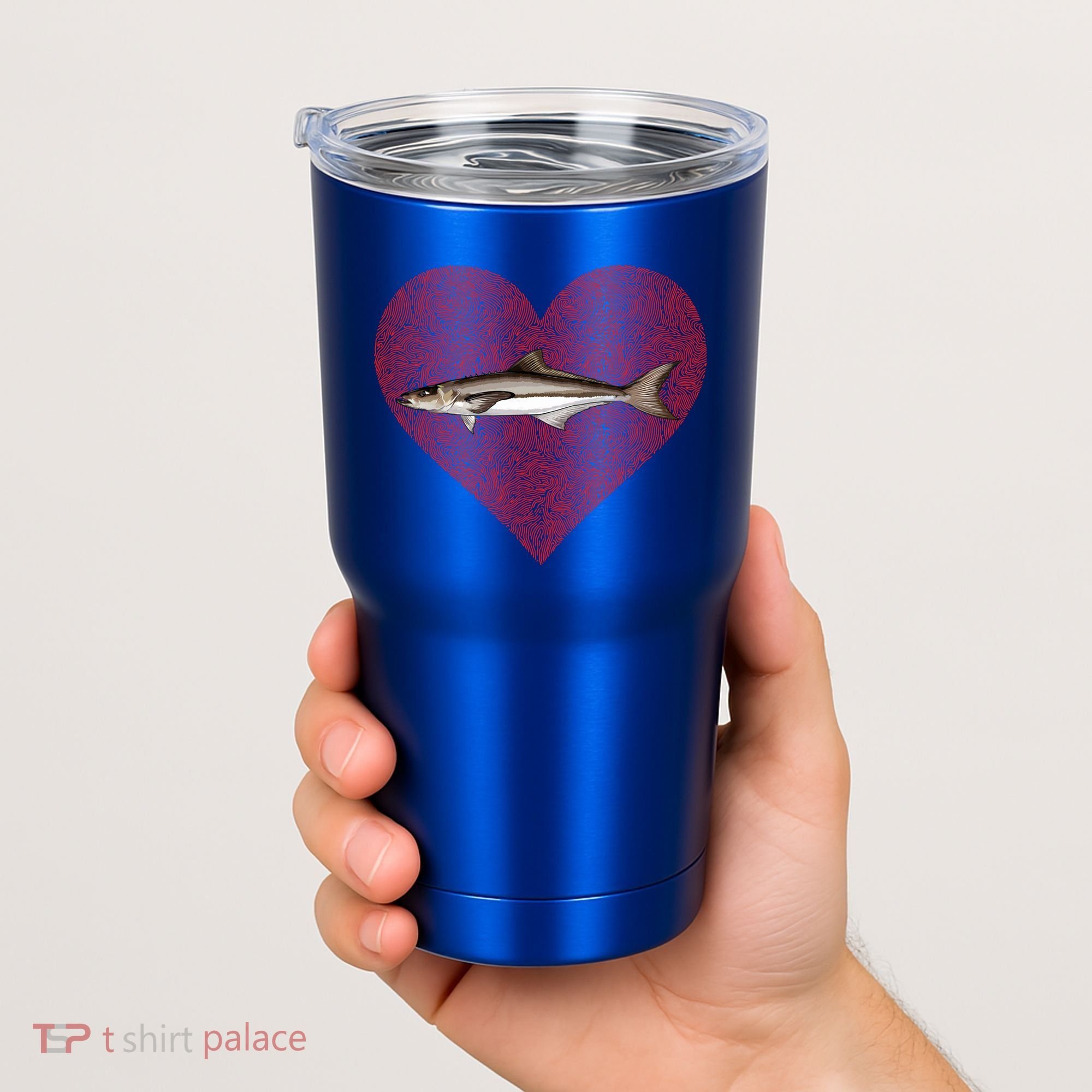 Cobia Valentines Day Fish Love Fingerprint Gift Tumbler