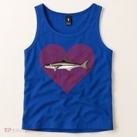 Cobia Valentines Day Fish Love Fingerprint Gift Tank Top thumb 2