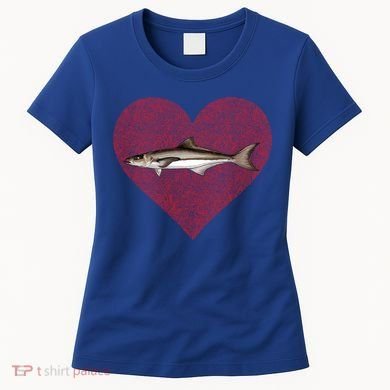 Cobia Valentines Day Fish Love Fingerprint Gift Women's T-Shirt