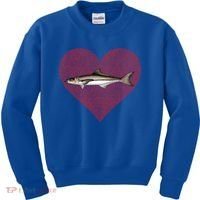 Cobia Valentines Day Fish Love Fingerprint Gift Kids Sweatshirt thumb 0