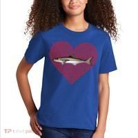 Cobia Valentines Day Fish Love Fingerprint Gift Kids T-Shirt thumb 2