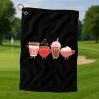 Cute Valentine Day Coffee Lover Golf Towel thumb 1