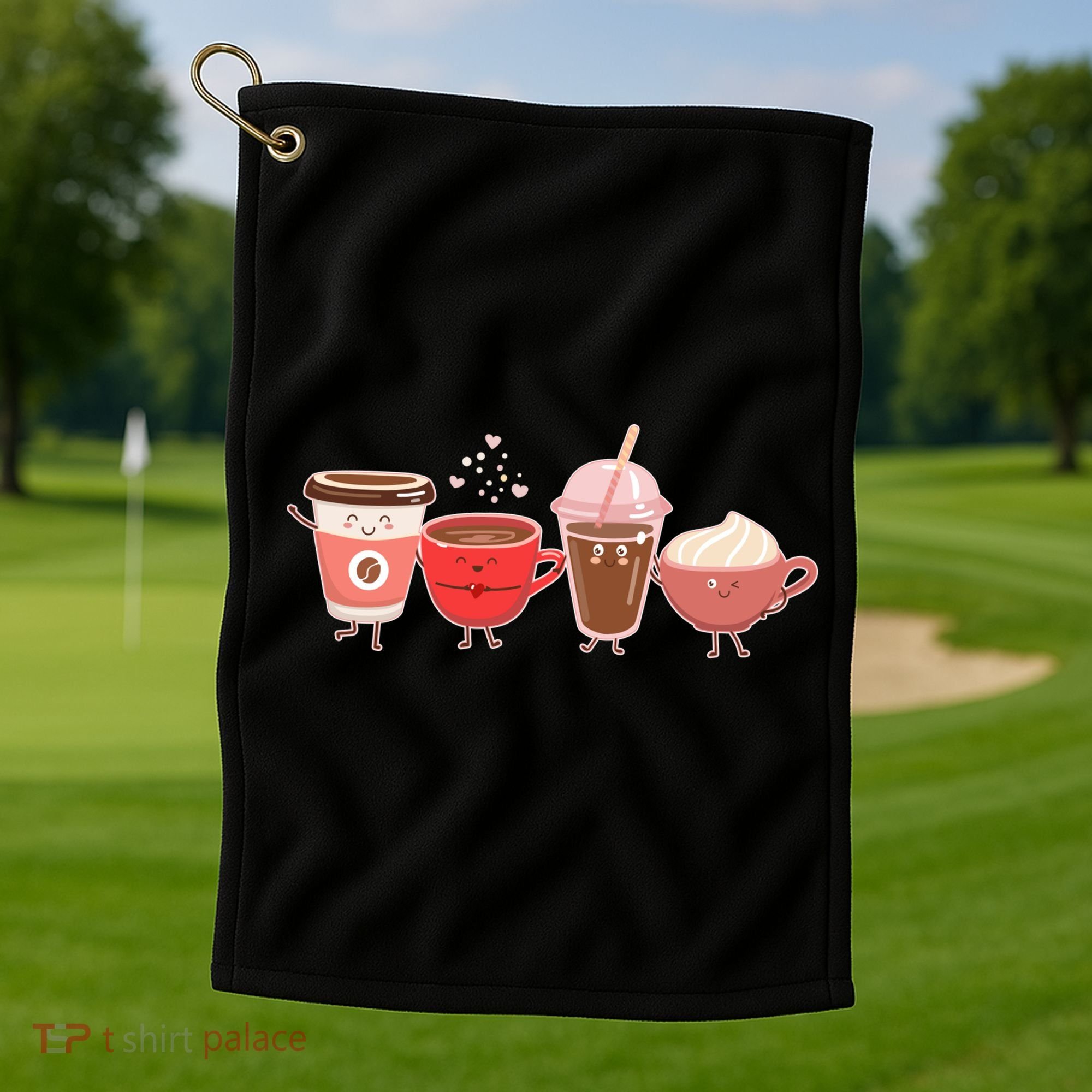Cute Valentine Day Coffee Lover Golf Towel