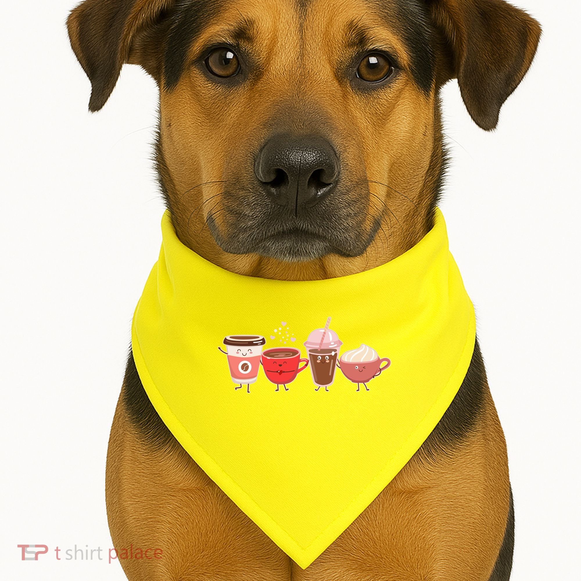 Cute Valentine Day Coffee Lover USA-Made Doggie Bandana