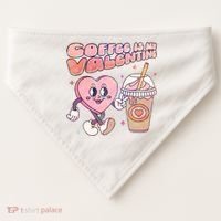 Cute Valentines Day Coffee Is My Valentine USA-Made Doggie Bandana thumb 0