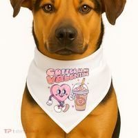 Cute Valentines Day Coffee Is My Valentine USA-Made Doggie Bandana thumb 1