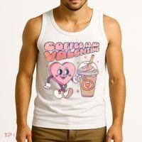 Cute Valentines Day Coffee Is My Valentine Tank Top thumb 3