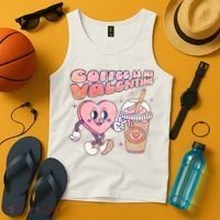 Cute Valentines Day Coffee Is My Valentine Tank Top thumb 4
