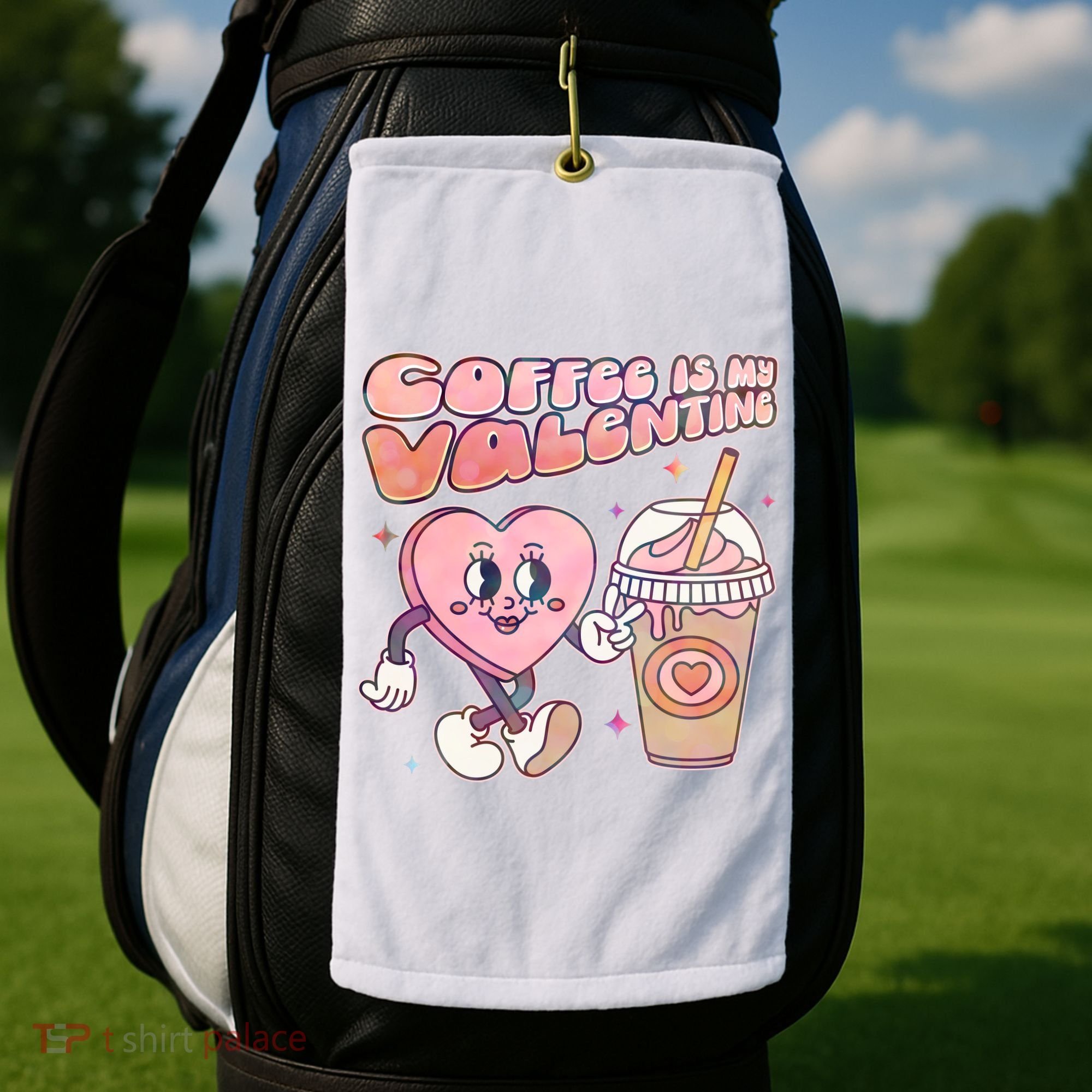 Cute Valentines Day Coffee Is My Valentine Golf Towel
